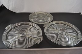 Art Deco Serving Platters Glass Chip n Dip Lot of 3 Ribbed Clear Antique - £77.80 GBP