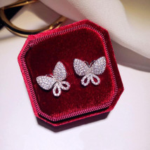 South Korea Fashionable Design Earrings Full Diamond Micro Inlaid Zircon Butterf - £7.98 GBP