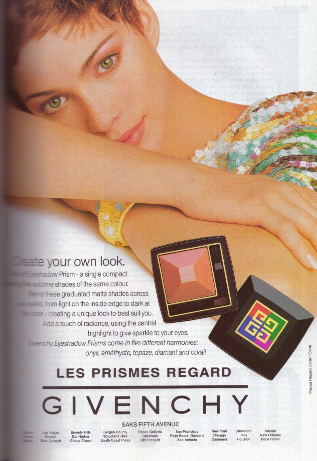 1994 Givenchy Cosmetics Makeup Eyeshadow Vintage Print Ad 1990s - $5.92