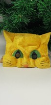 Festive Yellow Cat Flocked Mask Full Face Carnival Vintage Collectible - £52.79 GBP