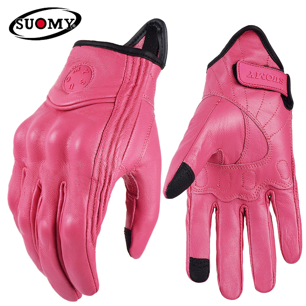 SUOMY Women Motorcycle Leather Gloves Summer Breathable Moto GP Gloves Retro - $31.90+