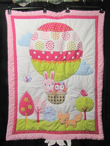 Circo Crib Girl Bedding Nursery Up We Go Owl Bird Bunny Fox Hot Pink Lime Green - £23.93 GBP