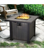 Fire Pit Table Propane Gas Patio Deck 50000 BTU Slate Wicker Design Blac... - $6,250.97 MXN