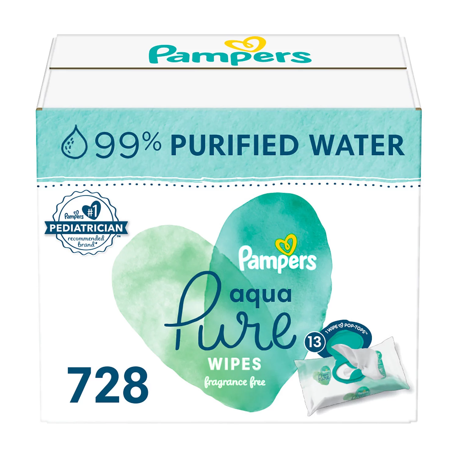 Pampers Aqua Pure Sensitive Baby Wipes, 13 Packs (728 ct.) - $98.00
