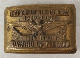 1950-1951 ABC American Bowling Congress Merit Award Belt Buckle 240 Pins - $27.52