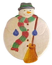 The Cellar Snowman Hand Painted Italy Round Fat Wall Decor Trivet 9.5&quot; 1996 VTG - £18.85 GBP