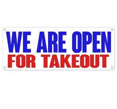 WE ARE OPEN FOR TAKEOUT CLEARANCE BANNER Advertising Vinyl Sign INV - $180.40 MXN