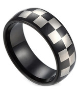 COI Black Tungsten Carbide Checkered Flag Ring - TG2818  - £31.37 GBP