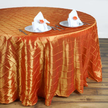 Orange Pintuck 132&quot;&quot; Round Tablecloth Wedding Party Kitchen Catering Reception G - £35.30 GBP
