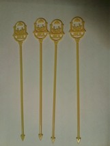 Ed&#39;s Family Restaurant 4 Swizzle Sticks Drink Stirrers Yellow plastic 7.5 inches - £9.32 GBP