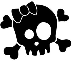 Skull and Bow sticker VINYL DECAL  biker Harley Girly funny goth emo - £5.57 GBP