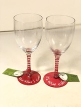 Hiccup Wine o&#39;clock Glass Set Cooking With Wine Red Stripped Stem - £23.73 GBP