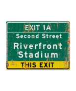 Retro Riverfront Stadium Cincinnati Highway Metal Sign - $24.00 - $34.00