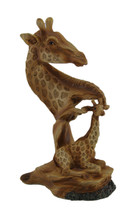 Zeckos Carved Wood Look Mother Giraffe and Calf Tabletop Statue - £19.77 GBP