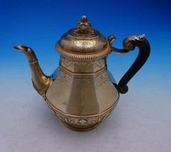 Cardeilhac French .950 Silver Tea Pot Vermeil with Ebony Handle Cattails (#3781) - £2,809.33 GBP