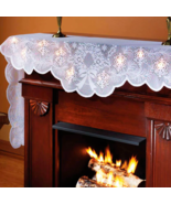 LED Lighted Christmas Wreath &amp; Snowflake White Lace Fireplace Mantel Sca... - $550.27 MXN