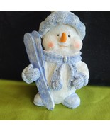 Lincolnshire Christmas Snowman Glittered with Skis Figurine Blue Winter ... - £7.03 GBP