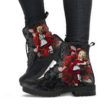 Combat Boots - Alice in Wonderland Gifts #35 Red Series, Black Lace Prin... - £71.81 GBP