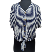 Blue and White Striped Short Sleeve Sweater Size Large  - £19.84 GBP