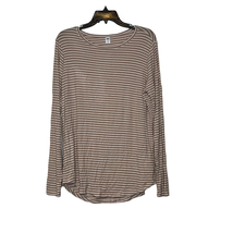 Old Navy Womens Luxe Top Size Large Tall Tan Beige Striped Stretch Rayon... - $15.83