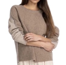 NWT $298 Johnny Was Calme Sweater Womens Cashmere Color Block Brown Tan Taupe SM - £79.13 GBP