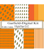 Garfield Digital Kit-Digtial Paper-Art Clip-Gift Tag-Jewelry-T shirt-Not... - $1.25