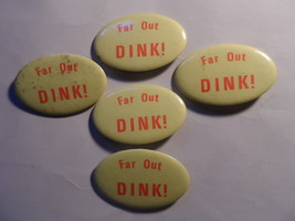 Far Out Dink 5 Vintage 1960&#39;s Metal Buttons From Some Kind Of Hippy Gathering - £6.99 GBP