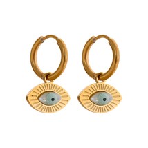 Stainless Steel Turkey Evil Eye Hoop Earrings Trendy Fashion Jewelry for Women C - £9.46 GBP