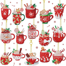 15 Pieces Diamond Painting Keychain Ornaments 5D DIY Hot Cocoa Art for K... - £16.71 GBP