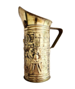 1940-50s Peerage Brass Decorative Pitcher Homestead Farmhouse Scene Anti... - $40.99 CAD