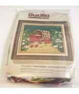 Bucilla STRAWBERRY BASKET (4900) Needlepoint Kit 16&quot; X 18&quot; Vintage NEW &amp;... - $25.99