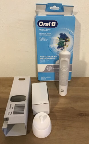 Oral-B Vitality 3710 Electric Toothbrush with new charger base gray whit... - $35.28