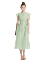 Cap Sleeves Pleated skirt midi dress with bowed waist...TH067...celadon.... - £52.52 GBP