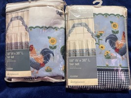 2 Complete Sets Of Wedgwood rooster tier and swag Curtains 58&quot; x 24&quot; tie... - $201.30 MXN