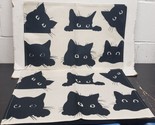 Set of 2 Same Thin Fabric Placemats, 12&quot;x18&quot;, CUTE BLACK CATS FACES, TU - £9.28 GBP