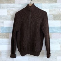 LL Bean Vintage British Wool Sweater Jacket Brown Made In England Womens Medium - £62.84 GBP