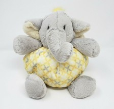 Nat &amp; Jules Baby Grey &amp; Yellow Elephant Stuffed Animal Plush Toy Lovey Rattle - £26.15 GBP