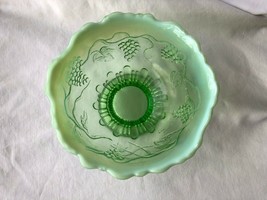 Vintage Green Opalescent 5 3/4 Inch Footed Bowl Mint - $35.99