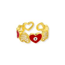 Heart Shaped Evil Eye Rings for Women Open Stainless Steel Zircon Ring C... - £19.98 GBP