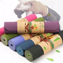 Non Slip Durable TPE - Lightweight - Eco-Friendly - Pilates Yoga Mat with Strap - £15.91 GBP