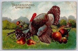 Thanksgiving Greetings Turkey With Fruit 1912 Red Cross Santa Seal Postcard V22 - £7.95 GBP