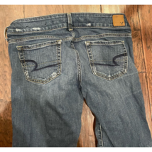 American Eagle Womens Artist Flare Jeans Blue Stretch Thick Stitch Pocke... - $18.80