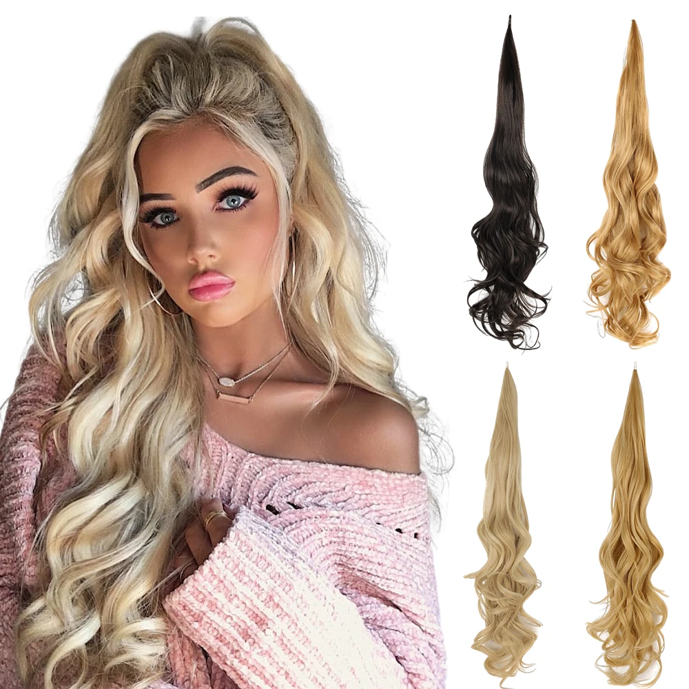 Synthetic Ponytail Extensions Flexible Wrap Around Hair Ponytail Layered Fake - £13.06 GBP+