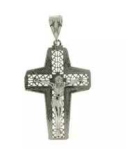 Rohdium Plated Cross Crucifix Religious JESUS  Pendant Charm Protection - £35.50 GBP