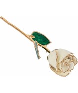 24k Gold Dipped White Lacquer Real Rose Valentine&#39;s Day Holiday Gift - $121.00