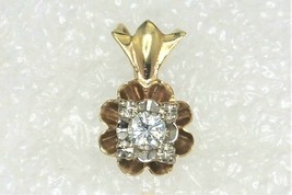 1/5 ct Diamond Solitaire Pendant REAL SOLID 14 k Yellow GOLD 1.1 g - £351.47 GBP