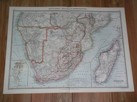 1908 Antique Map Of South Africa Namibia Madagascar Botswana Industry Commerce - £17.79 GBP