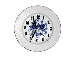 VTG Enoch Wedgwood Tunstall England Royal Blue Flowers Dinner Plate Wall Clock - $28.71