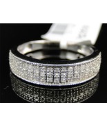 Mens 14K White Gold Finish Sim Diamond Pave Wedding Engagement Band Ring... - $93.49