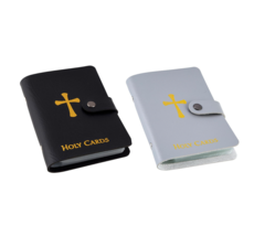 Black AND Gray Prayer Card Holder Books Leatherette 20-40 Holy Cards Ea Catholic - £18.32 GBP